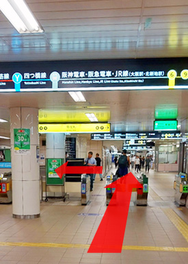 地下鉄谷町線東梅田駅からの最短ルート1