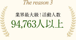 業界最大級！活動人数 94,763人以上
